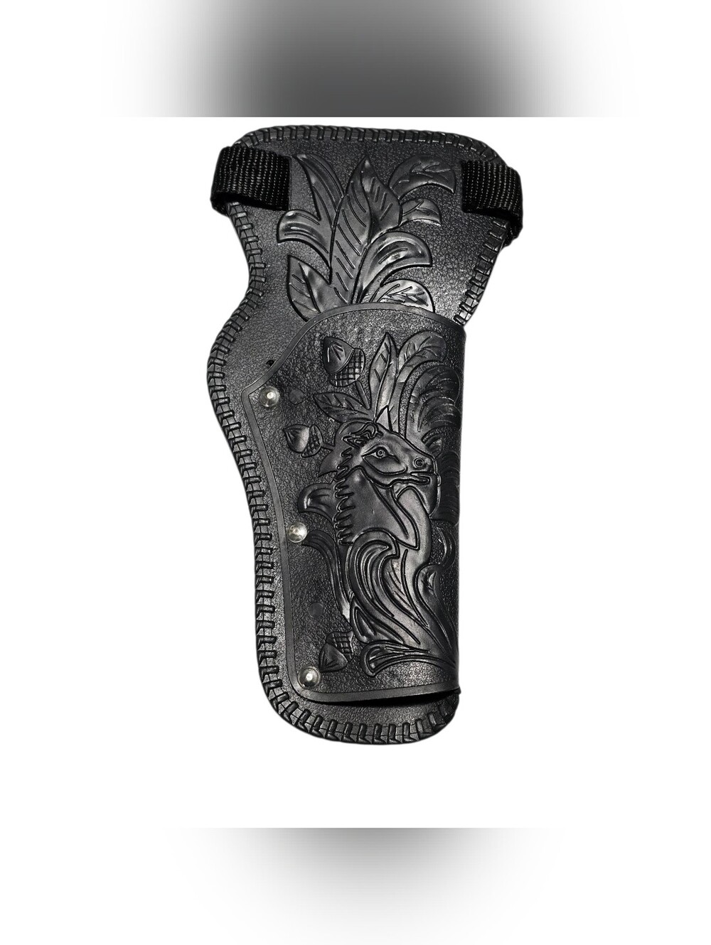Holster Toy Gun Holder Black Plastic Tooled Western Style Horse Acorns Vintage